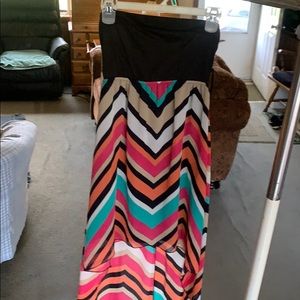 Colorful high low dress with back cutout